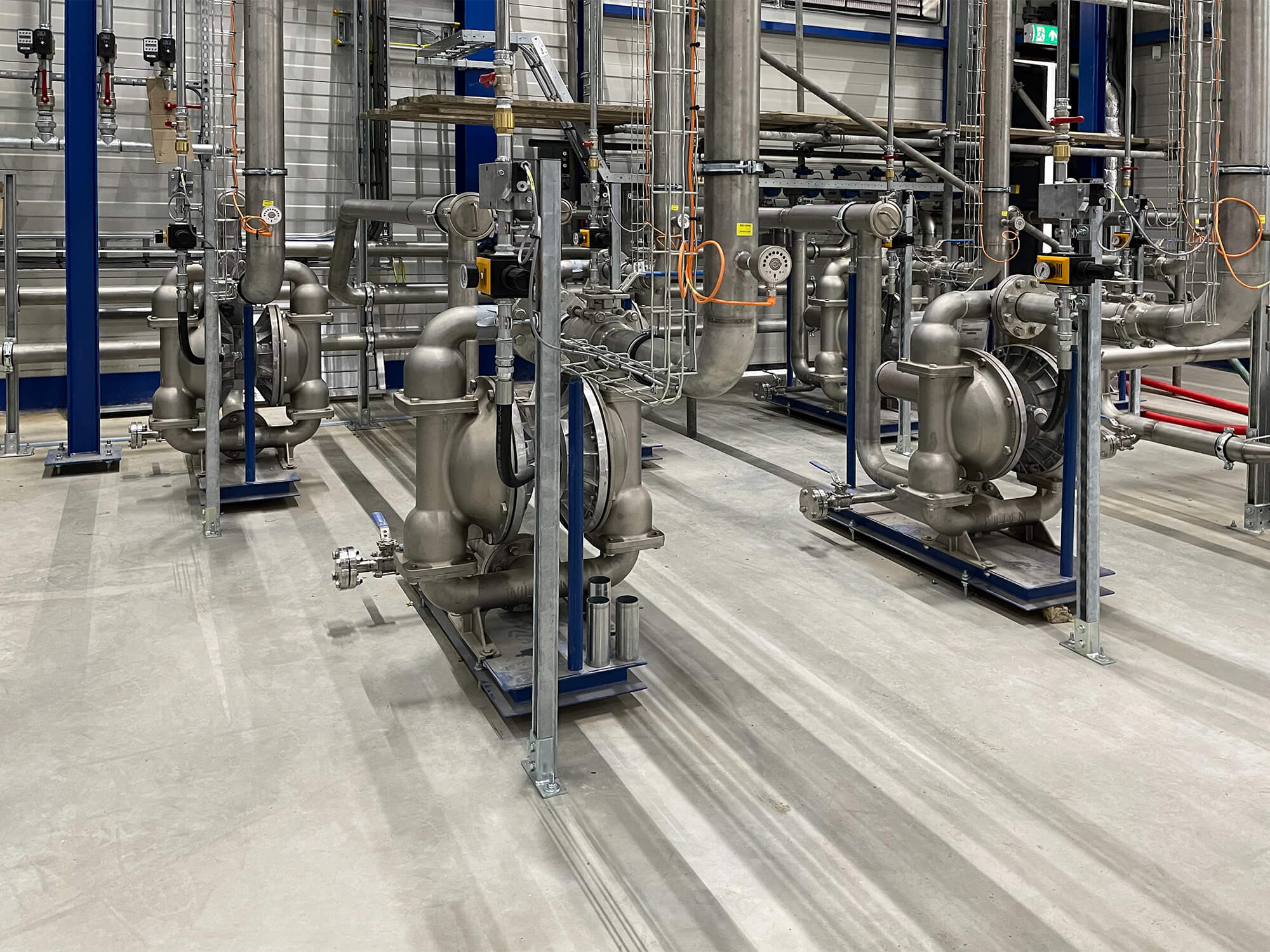 Wilden-membraanpompen in een industriële installatie